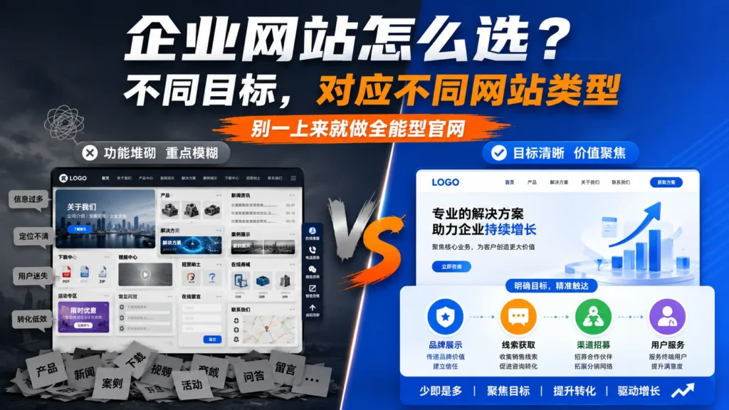企业网站不是越全越好:先选对网站类型