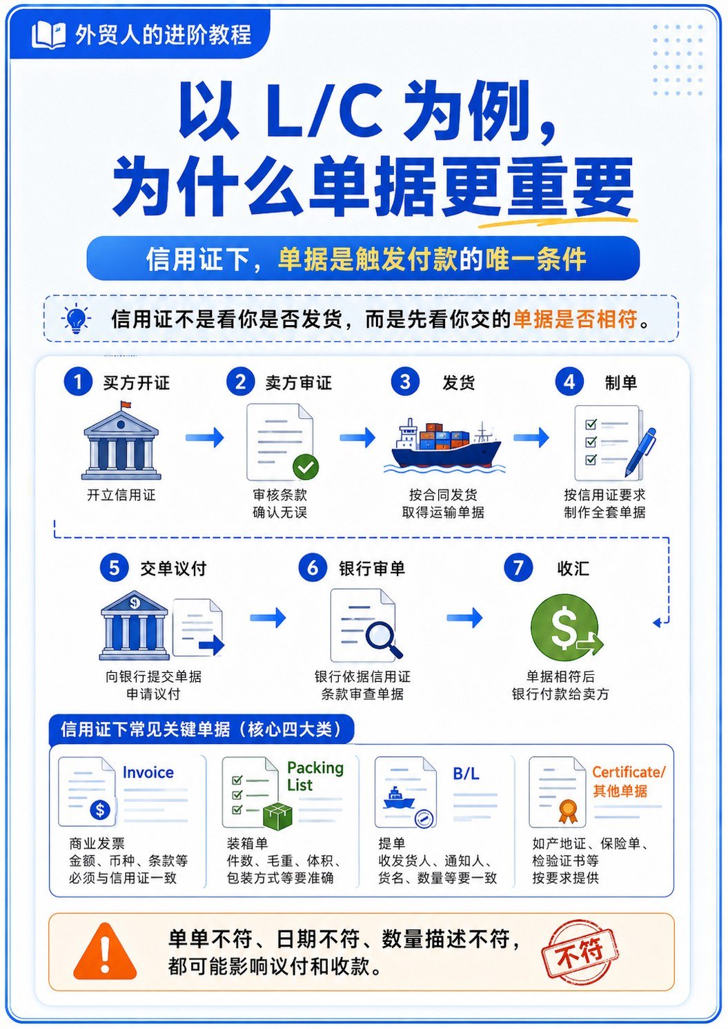 外贸单据与付款资料如何串联理解 - 信用证流程与单据要点