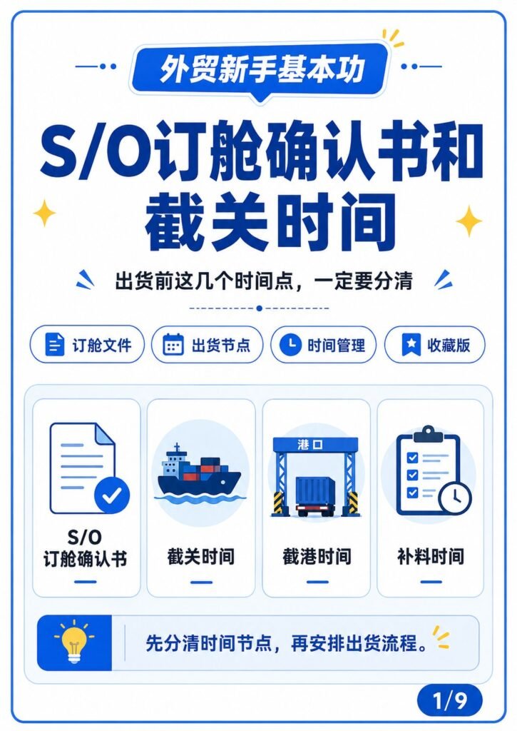 外贸出货前,S/O和截关时间一定要看懂 - SO订舱确认书和截关时间 封面