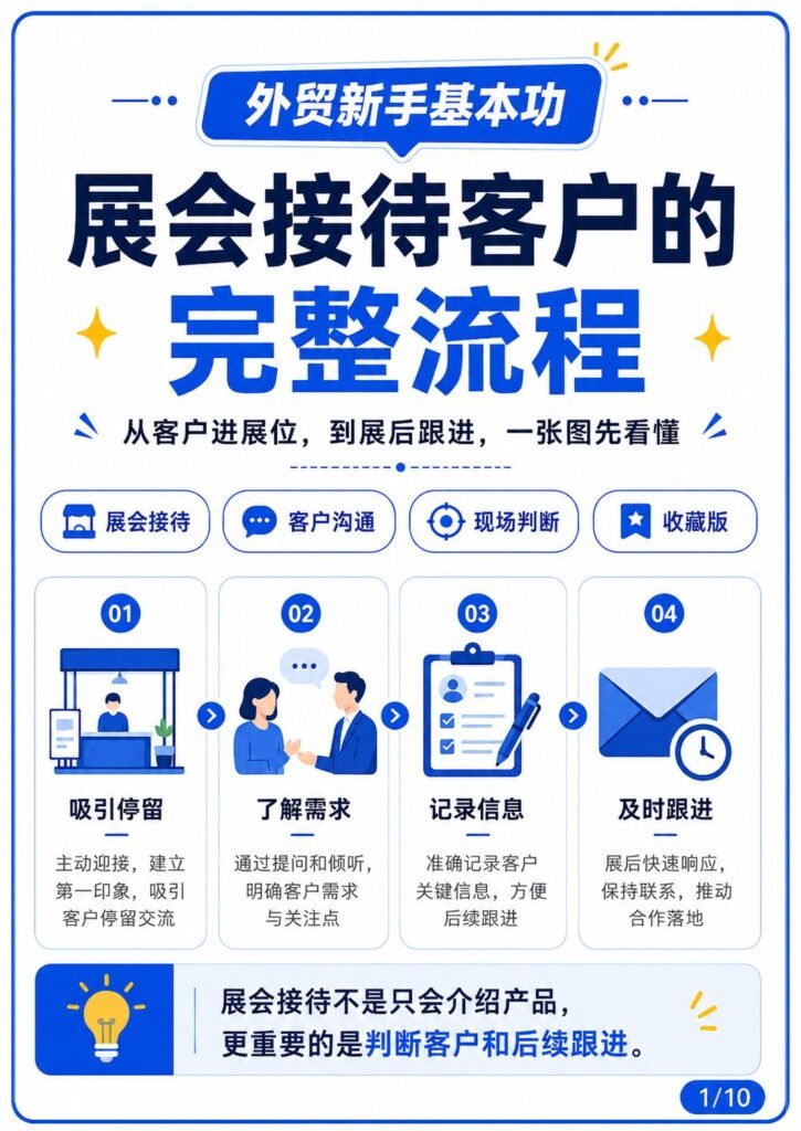 展会来了,外贸新人怎么接待客户?展会必看 - 展会接待客户完整流程 封面