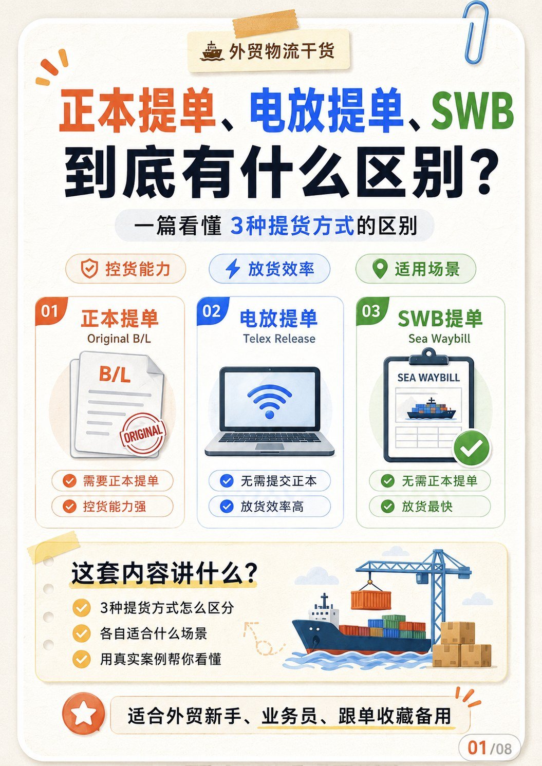 正本提单、电放提单、SWB到底有什么区别? - 正本提单 电放提单 SWB区别