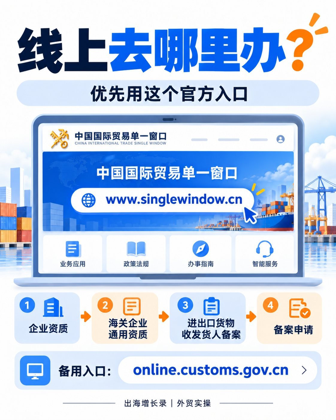 第一次办海关备案：10张图看懂流程与避坑：线上办理入口