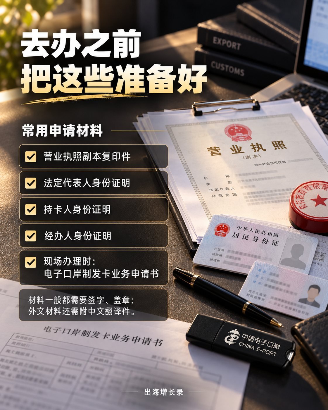 第一次办电子口岸卡：9张图看懂申请流程：办理前材料准备清单