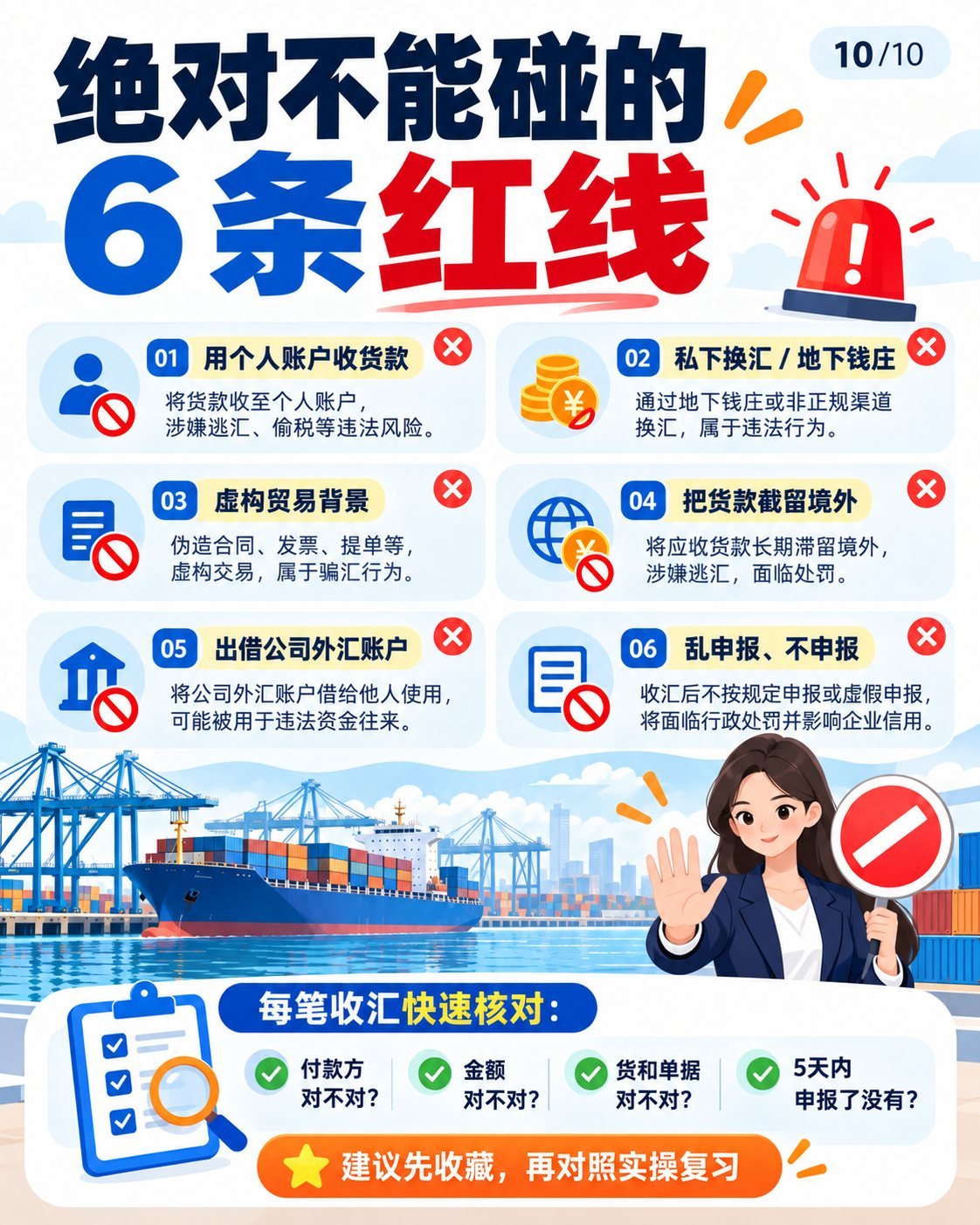 外贸公账收汇怎么做？10张图看懂合规流程：绝对不能碰的6条红线