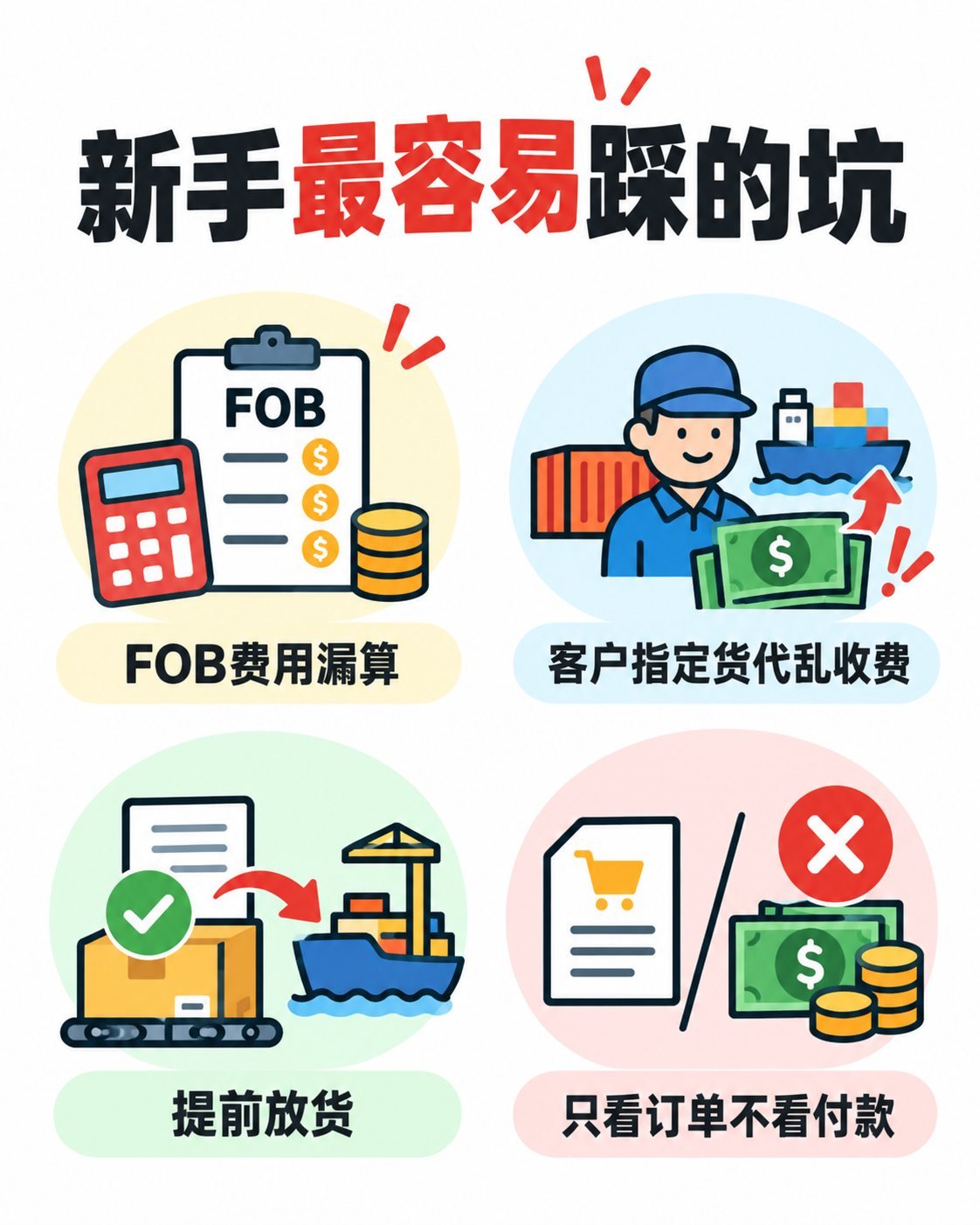 FOB从报价到放货：9张图看懂交易流程与风险：新手最容易踩的坑