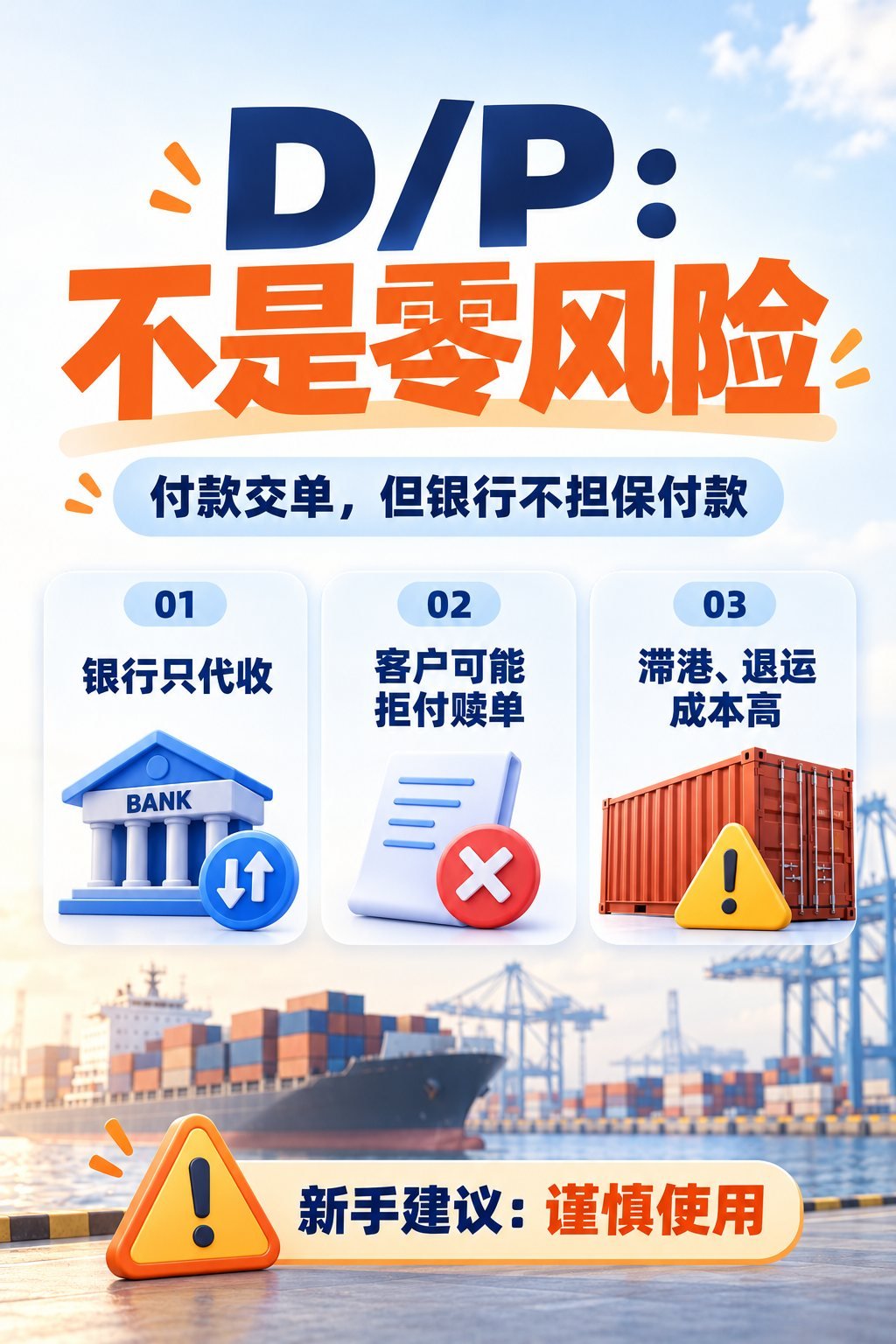 外贸付款怎么选？10张图看懂6种付款方式风险：DP：付款交单