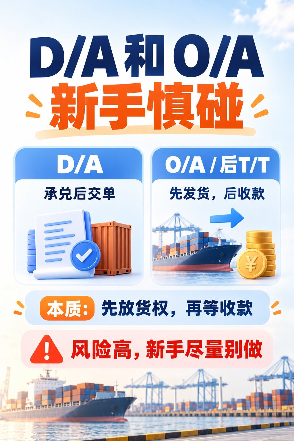外贸付款怎么选？10张图看懂6种付款方式风险：DA与OA：账期风险