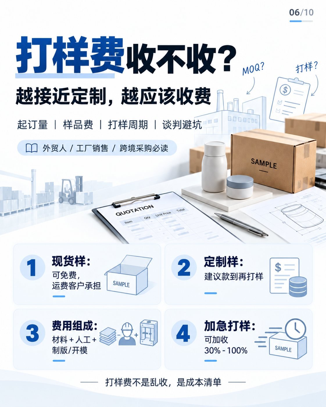 MOQ与打样怎么谈?10张图看懂起订量和样品费:打样费收不收