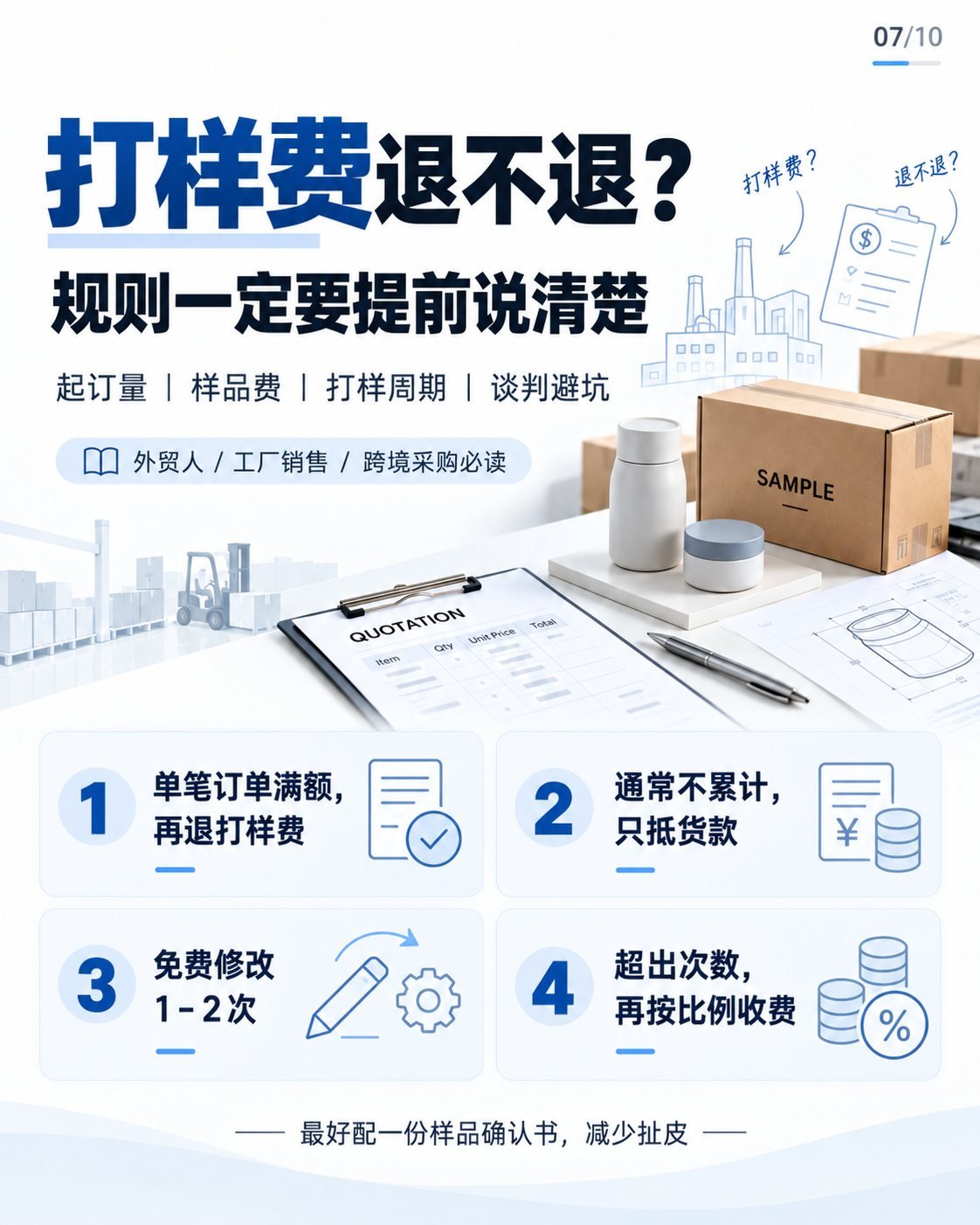 MOQ与打样怎么谈?10张图看懂起订量和样品费:打样费退不退